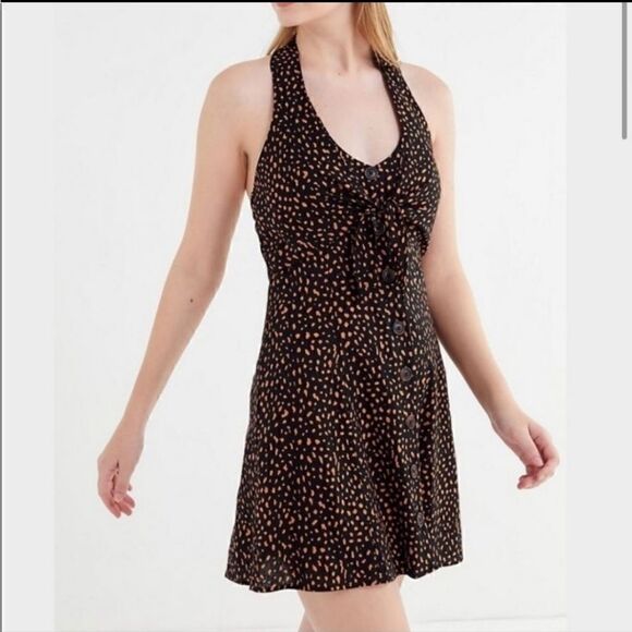 Urban Outfitters Linen Tie-Front Halter Dress size XS NWT - Picture 1 of 8